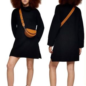 NEW Topshop Funnel Neck Sweater Dress in Black size 8-10